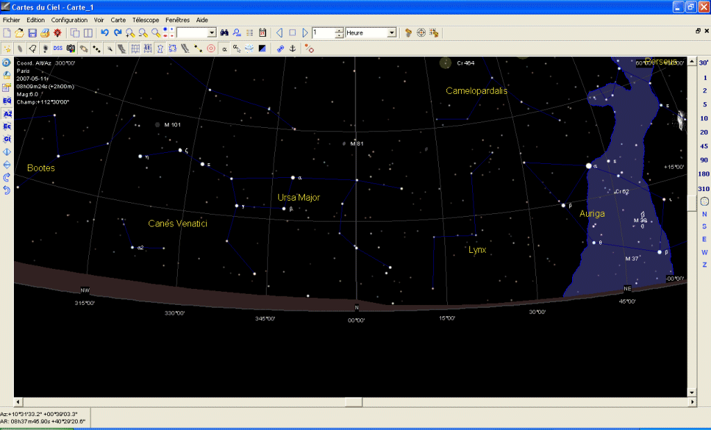 logiciel astronomie Carte du ciel